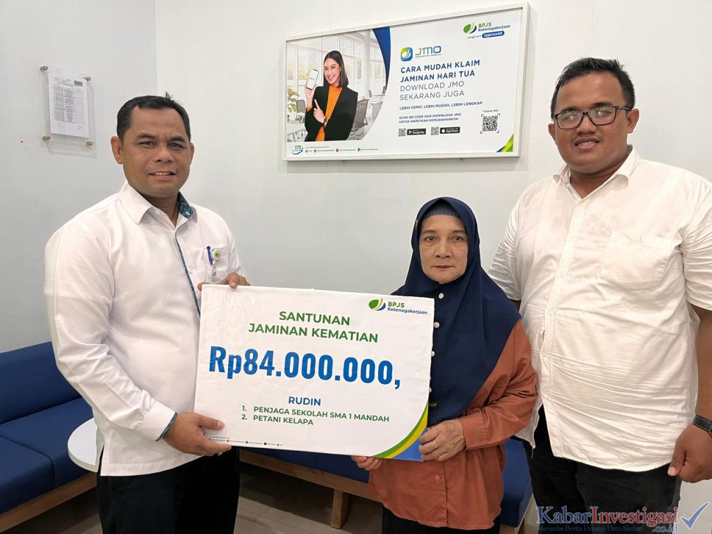BPJS Ketenagakerjaan Indragiri Hilir Bayarkan Santunan JKM Rp84 Juta untuk Ahli Waris Penjaga SMA 1 Mandah