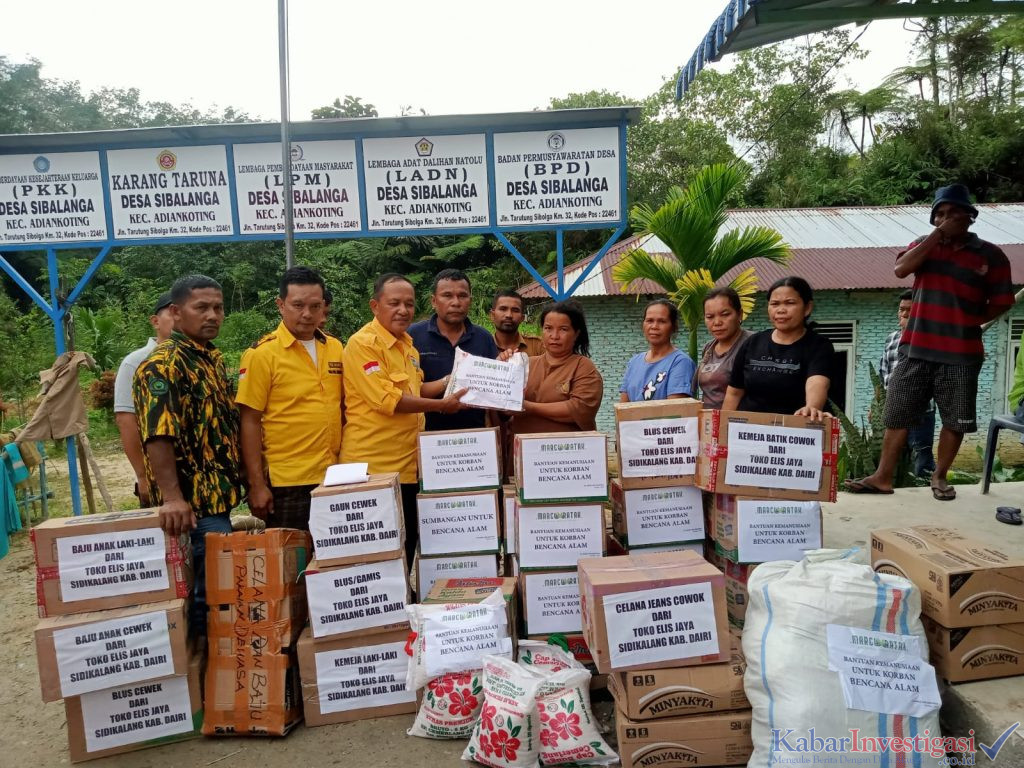 Golkar Dairi di Sibalanga Taput Salurkan Bantuan kepada korban bencana banjir dan longsor.
