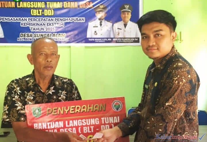 Pemdes Sungai Alam Kembali menyalurkan BLT DD Anggaran tahun 2025 Kepada penerima keluarga manfaat(KPM)