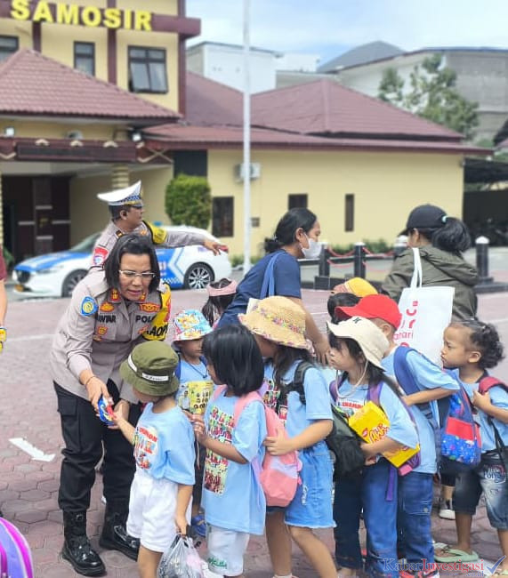 Polres Samosir Gelar Program Polisi Sahabat Anak, Sambut Outing Class PAUD/TK Pelita Bangsa.