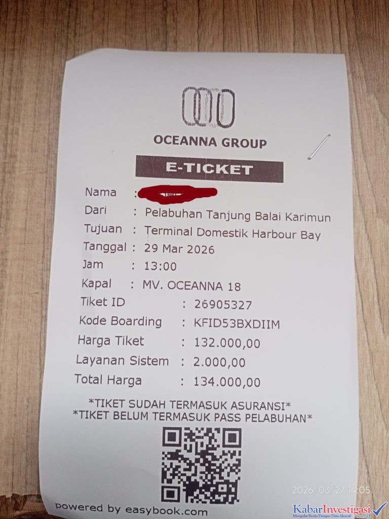 Dugaan Pungutan Layanan Sistem Di Tiket Kapal Oceana Menjadi Perhatian Masyarakat Karimun.