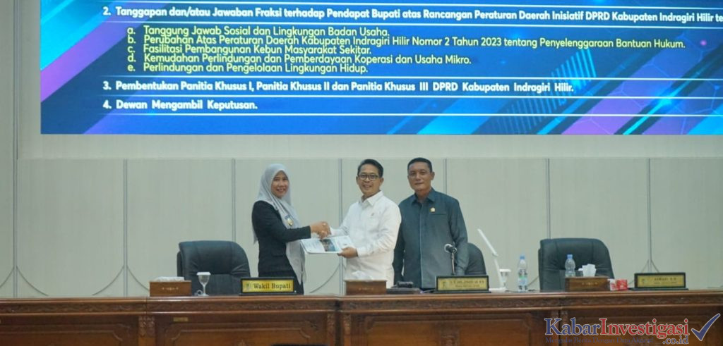Wabup Inhil Hadiri Paripurna DPRD, Bacakan Jawaban Bupati atas Pandangan Umum Fraksi