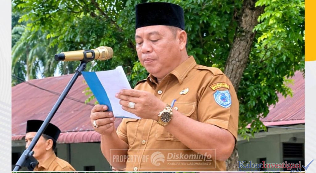 Pimpin Apel gabungan Pagi Staf ahli Pemkab labuhanbatu, sampaikan Pidato Bupati Pemkab labuhanbatu