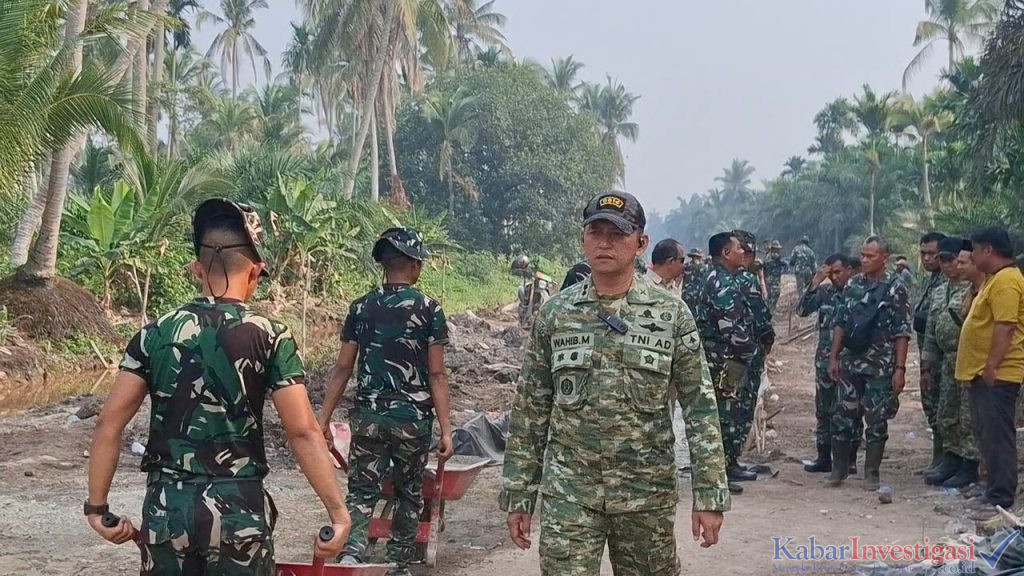 Dandim 0314/Inhil Tinjau Langsung Semenisasi Jalan 1 Km Program TMMD ke-130 di Kuala Lemang